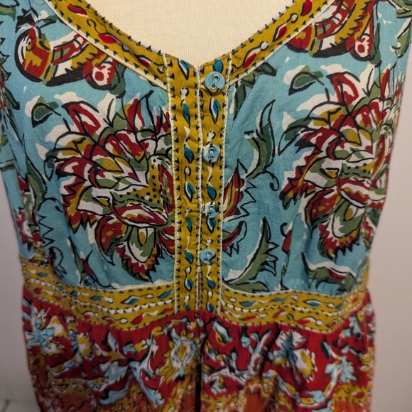 Sundance Block print midi Sundress Large - Picture 2 of 8